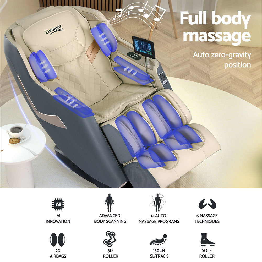 Elite Electric Recliner Home Massage Chair - Blue/Cream