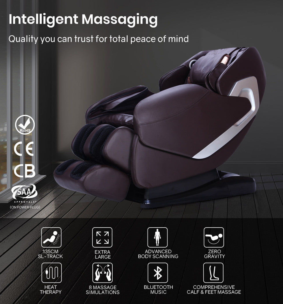 Zero Gravity Heating Kneading Massage Chair - Brown