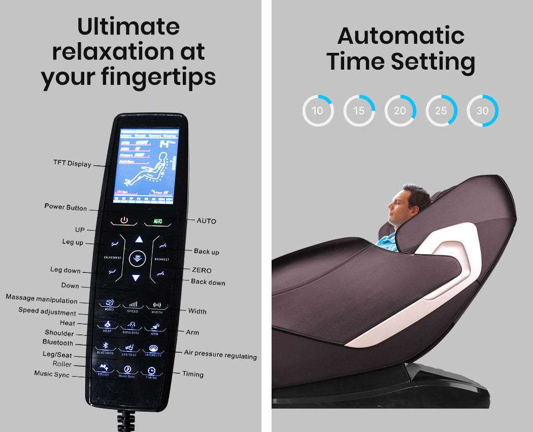 Zero Gravity Heating Kneading Massage Chair - Brown